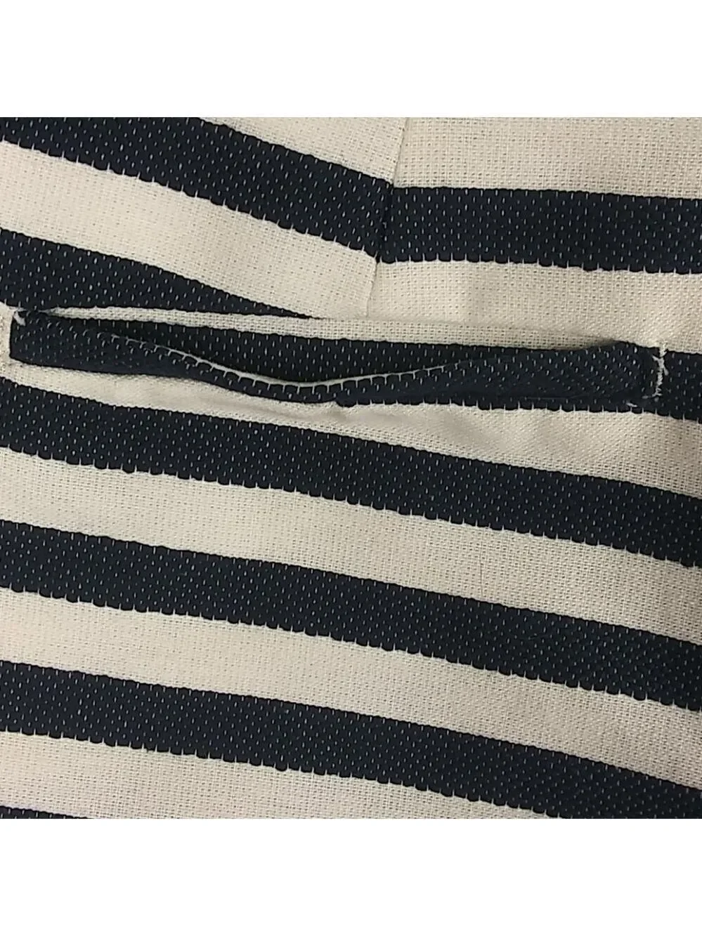 𝅺Dalia Blue White Striped Mid Rise Button Zipper Front Walking Shorts